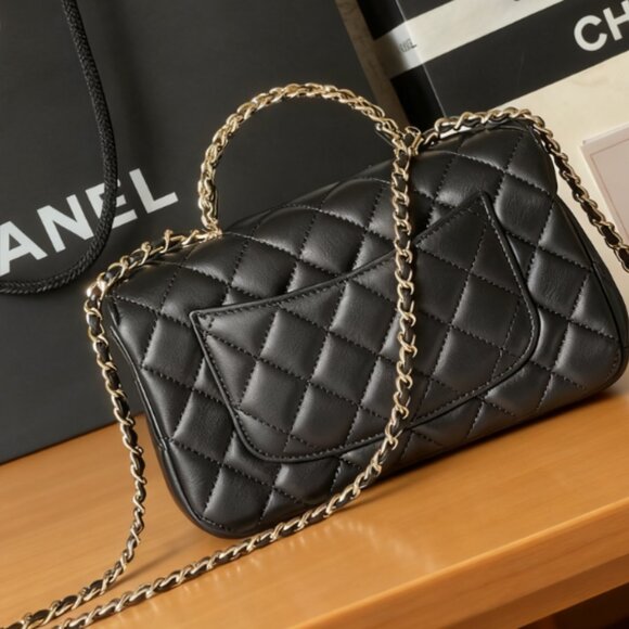 NEW Chanel Rectangular Classic Flap Bag Black Lambskin w/Gold - Picture 6 of 6